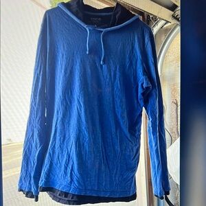 Men’s Vince Black and Blue Double Pima Cotton Shirt